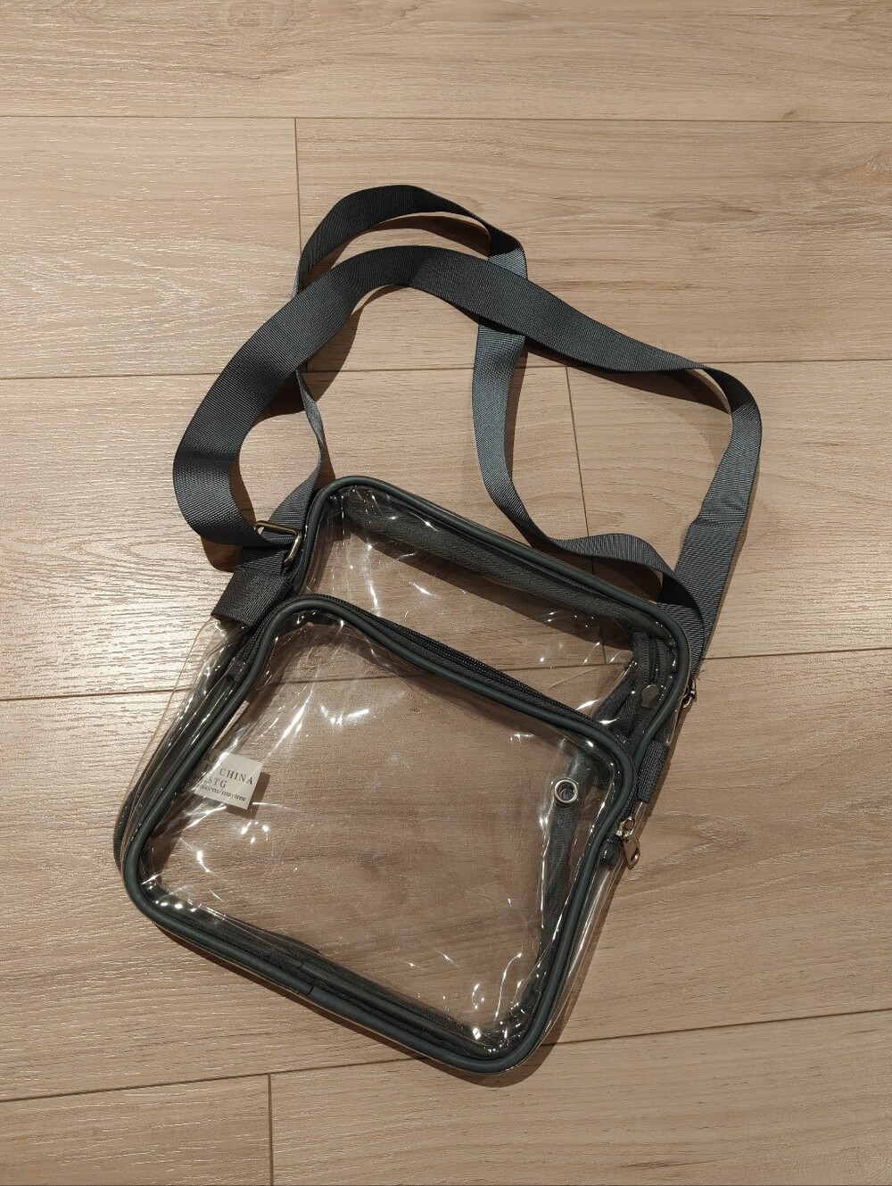 Clear Messenger Bag, Gray Trim